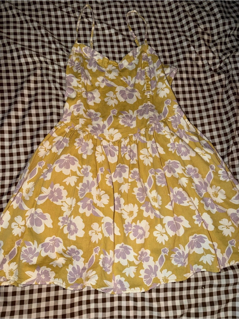 AE Yellow Floral Sundress with Lavender Accents